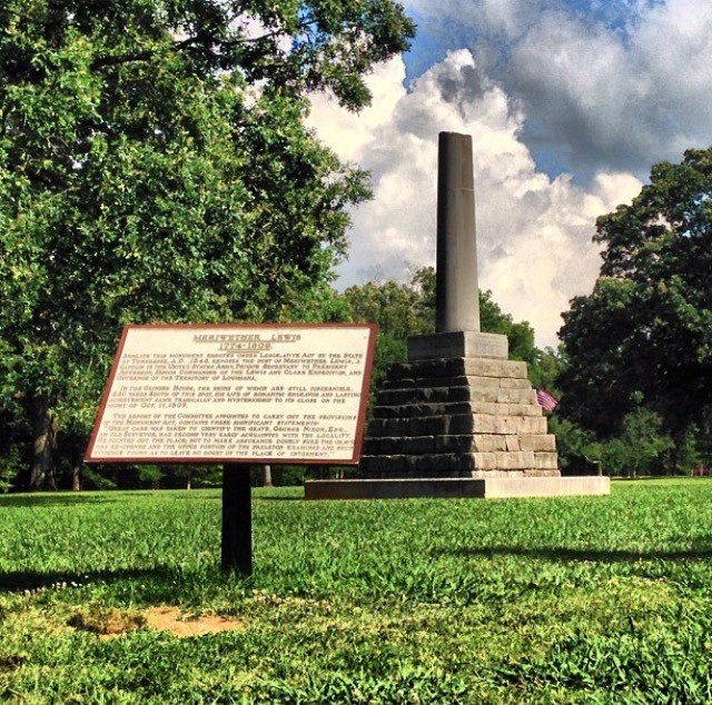 The Meriwether Lewis Monument, at milepost 385.9 along the Natchez Trace in Tennessee.