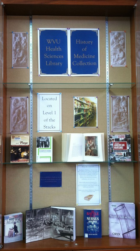 Exhibit dedicated to The History of Medicine Book Collection, currently located on level one of the library stacks.