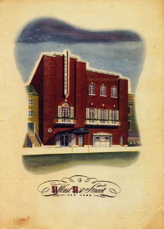 A menu from the 51 West 51st St. Toots Shor's Restaurant