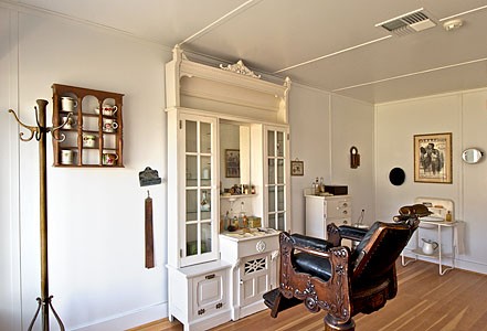 This barber shop is located in one of several restored buildings