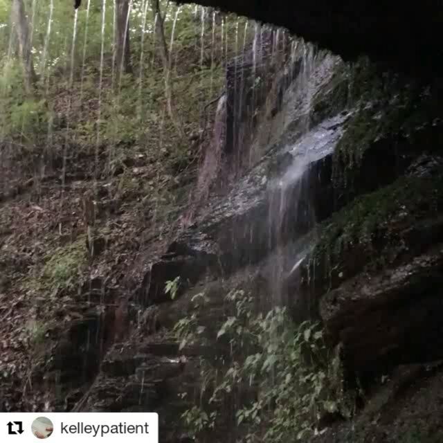 From under the rocks with the water coming down in front. Photo courtesy of NatchezTraceTravel.com. T