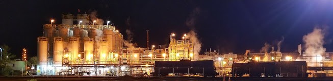 Street view of Dow Chemical running during the night. 2017