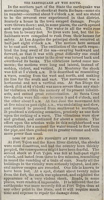Copy of part of 1857 Harpers article on Fort Tejon Earthquake