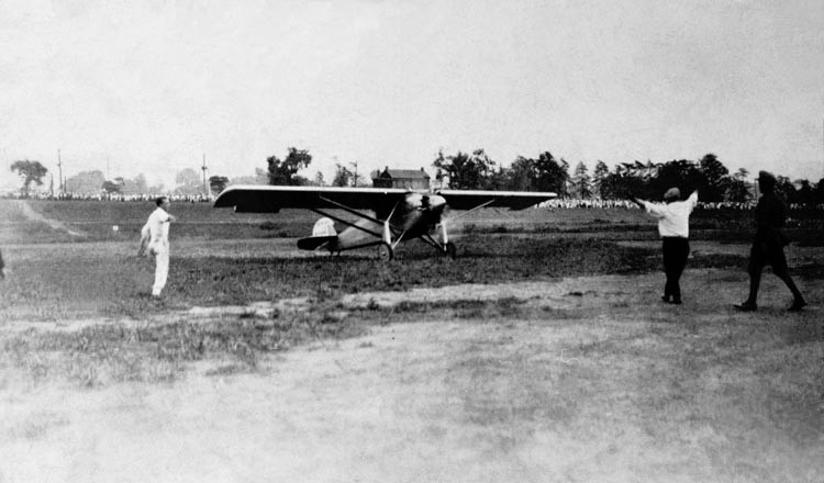 Charles Lindbergh Lands the Spirit of St. Louis at Langin Field in Moundsville. (Courtesy of WV Division of Culture and History)
