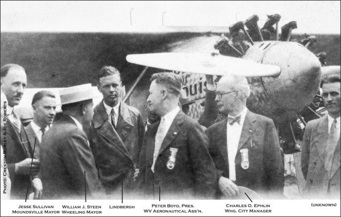 Charles Lindbergh pictured with local officials (Photo courtesy of Creston Burley and Joe Roberts)