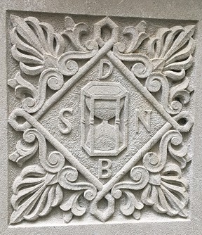 Seal of librarian Jean Saugrain of Lyons, France from about 1554-1574. Located in the atrium at the front entrance to Wise Library.