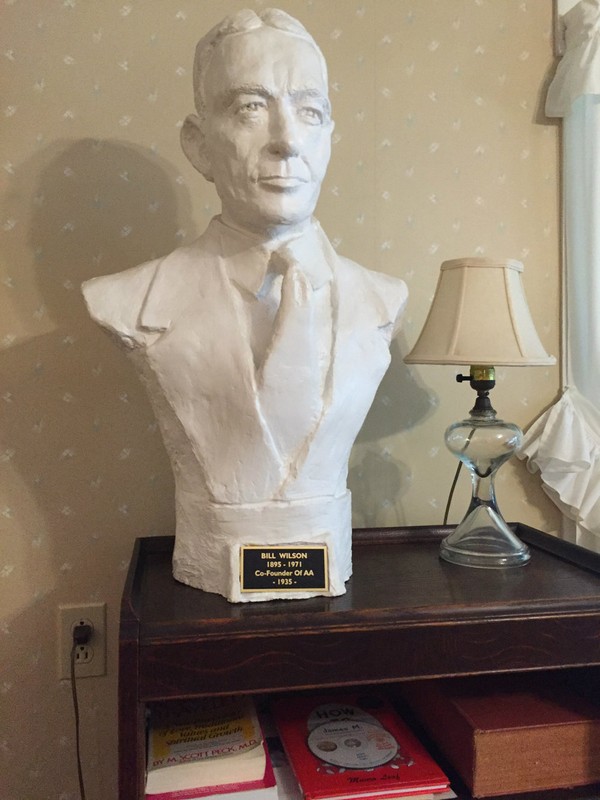 A bust of Bill Wilson located in the hotel where he was born.