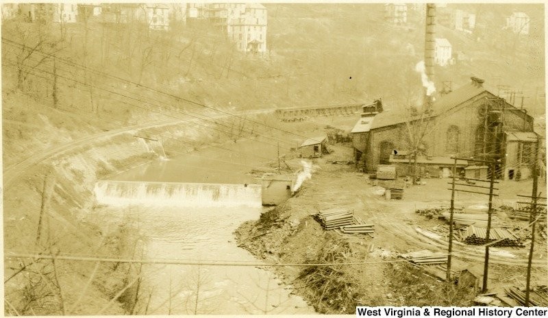 Though closed, contaminated water from Richard Mine pollutes Deckers Creek with toxic amounts of sulfuric acid and heavy metals. Friends of Deckers Creek is helping address this ecological issue. Courtesy of West Virginia and Regional History Center.