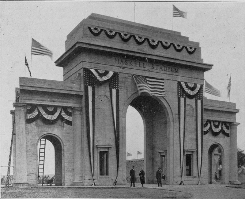 Dedication of the stadium in 1926. Photo part of the collections of the Kansas State Historical Society. 