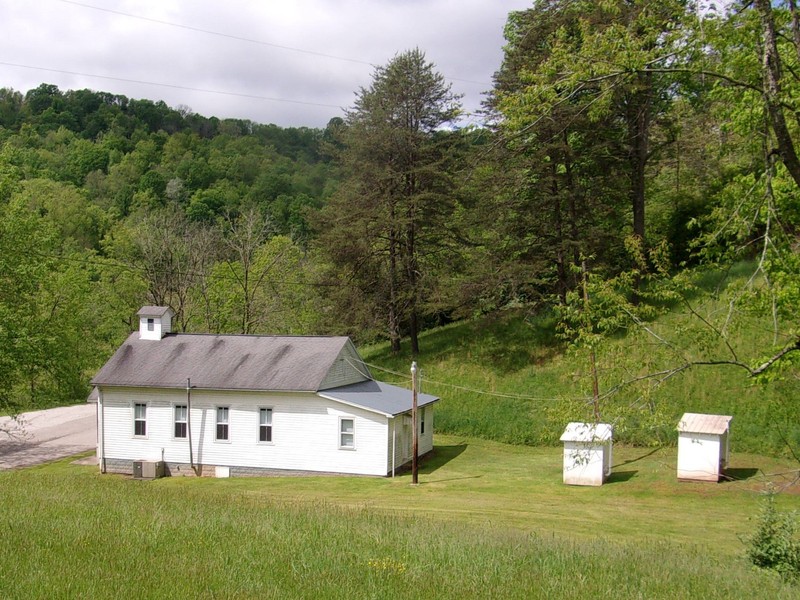 Dale Church of Christ as it appears today. Privies still in use as there is no indoor plumbing.
