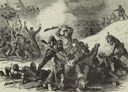 1864 image from Harper's Weekly depicts the massacre of Union troops after they had surrendered