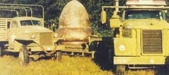 Military involvement in the discovery of the metallic acorn-shaped object that crash landed in Kecksburg, Pennsylvania. These trucks secretly carried away the object during the night to avoid attention from the crowds of people and reporters.  