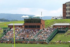 Early fans sits and await for the Steelers to start practicing. 