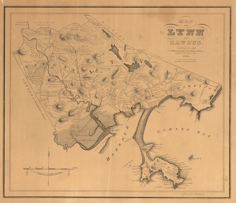1829 map of Lynn and Saugus (image from the Library of Congress)
