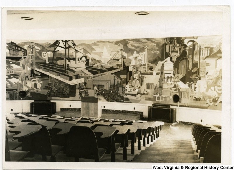 WVU commissioned the mural in the 1940s after Lepper successfully created murals for post offices as part of the Treasury Department's Section of Fine Arts. Courtesy West Virginia and Regional History Center, WVU Libraries. 