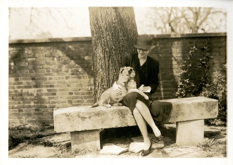 Emma Watts with one of her collies. Watts Family Papers.