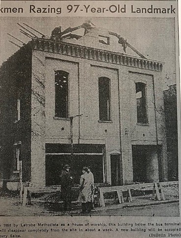 The original church building was razed in 1952