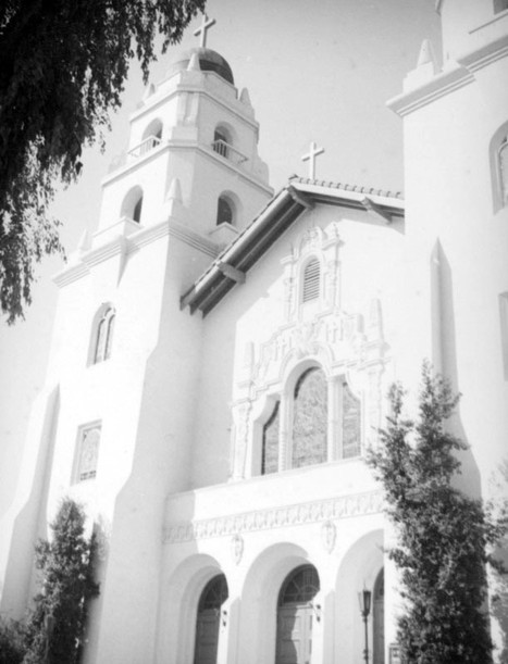 Close-up of the exterior of Church of The Good Shepherd ca. 1937