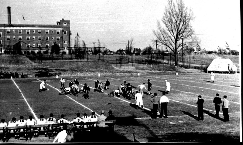 Eastern vs. Morehead football game at Hanger Stadium, 1937.  Garrett Morris Photograph Collection.  