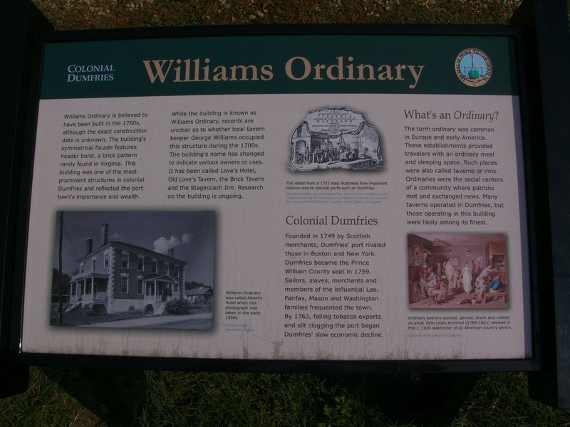 "Colonial Dumfries: Williams Ordinary" Marker