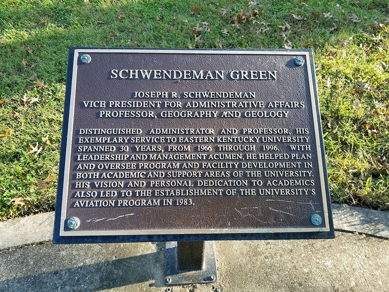 Schwendeman Green memorial plaque.