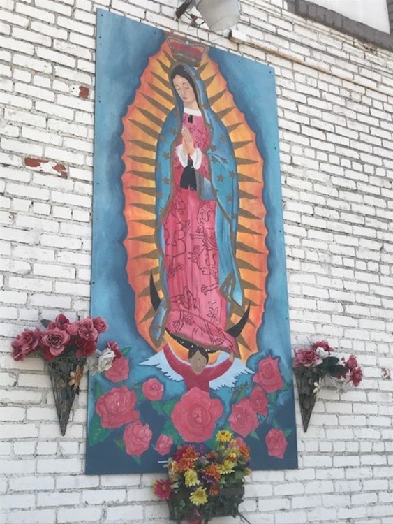 Our Lady of Guadalupe mural in NoMar International Market