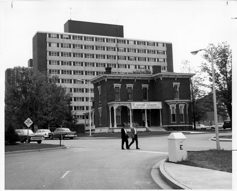 Ellendale Hall in front of Todd and Dupree Halls, 1966. EKU Photograph Collection.  