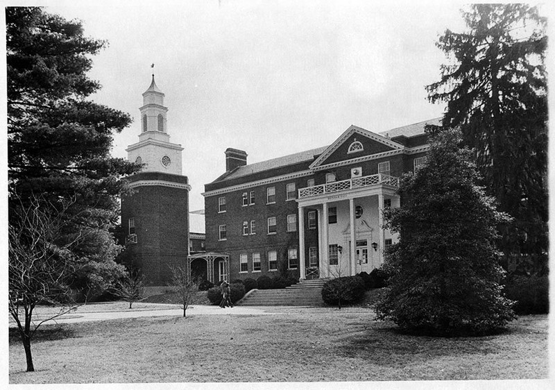 Beckham Hall with the Miller Hall tower. EKU Photo Collection.