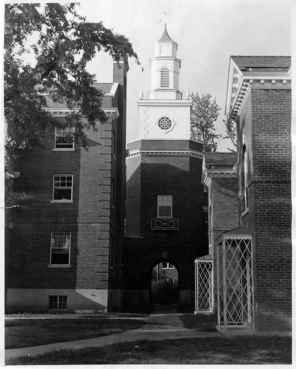 Miller Hall tower and arch. EKU Photo Collection.