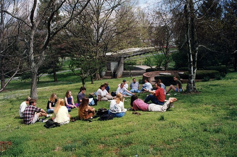 Students in the Ravine, c. 2000.  EKU Photo Collection.