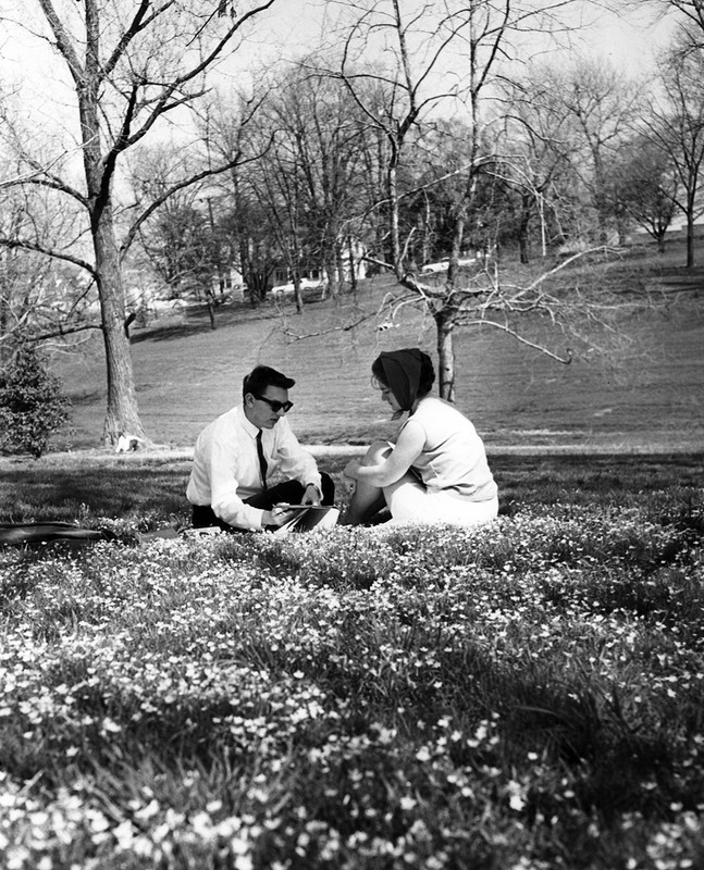 Students in the Ravine, 1967.  EKU Photo Collection.