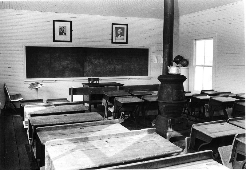 The interior of the schoolhouse, 1960s.  EKU Photo Collection.