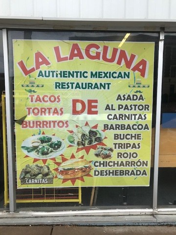 Food menu outside of La Laguna Market 