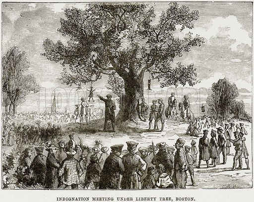 Artist's rendition of one of the meetings at the Liberty Tree