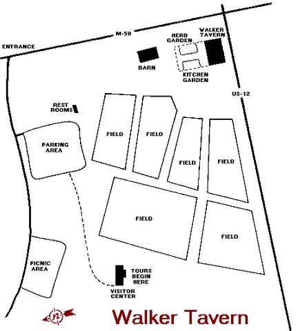 Map of the area surrounding the Walker Tavern. Credit: State of Michigan