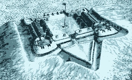 An artistic rendering of what Fort Miamis may have looked like, based on descriptions.