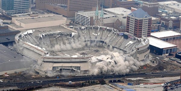 RCA Dome during implosion. 