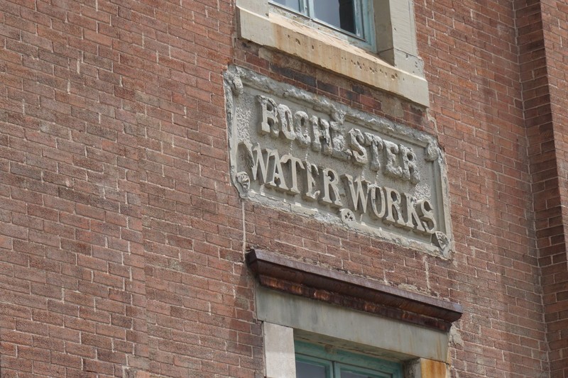 Original stone engraving for the Rochester Waterworks building in 1873