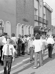 People Lining Up at the Belcourt Theatre for the Release of "Last Tango In Paris," 1973