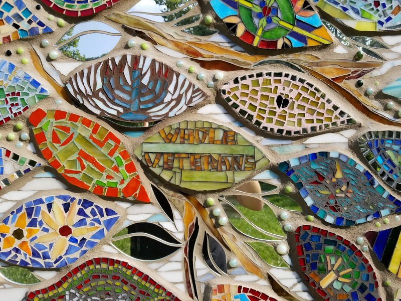 Detail of a few leaves on panel 4.