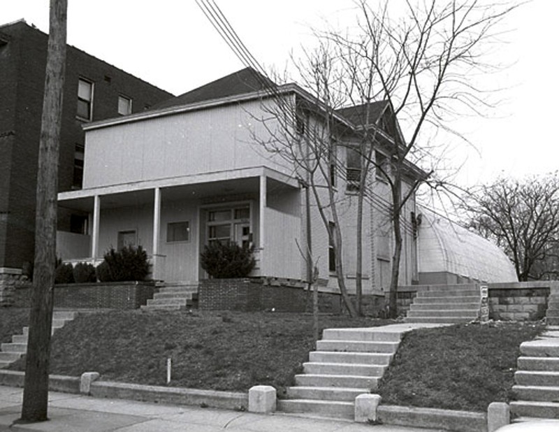 The original studio consisted of a former residential home and an Army surplus Quonset hut. The house was demolished and replaced with a brick structure in the 1960s. 