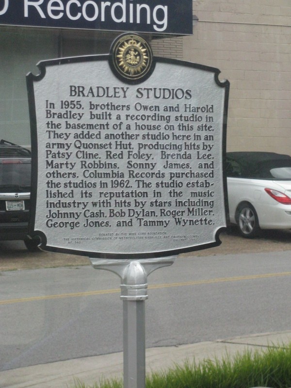 A historical marker near the site commemorates its role as the first music recording studio on Music Role. Image obtained from the Historical Marker Database. 