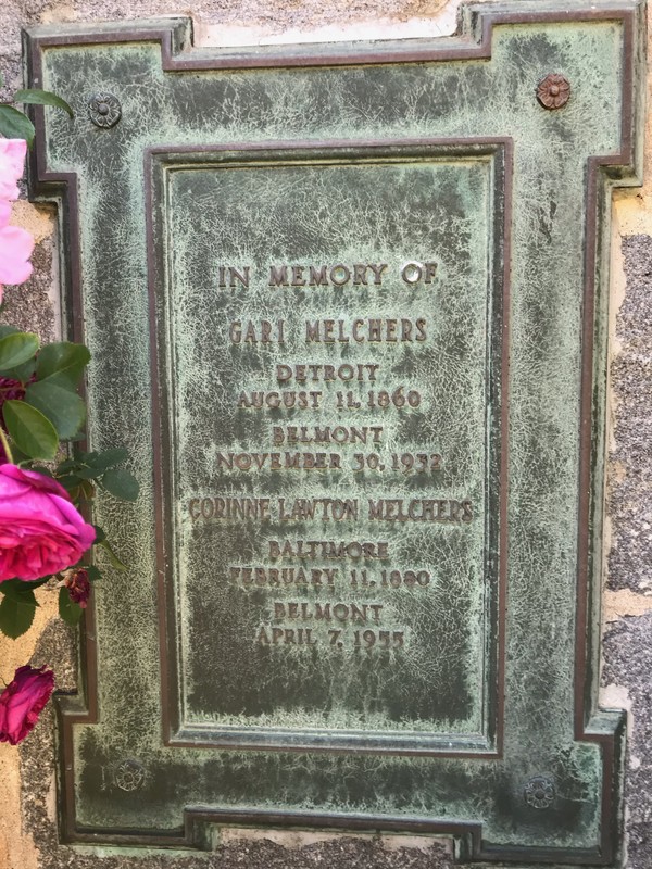 Interment Plaque, please note that Corinne Melchers' birthday is actually February 27, 1880.