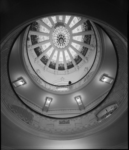 Rotunda and sky-dome of Cameron County Courthouse in 1979 photo by Bill Engdahl (HABS TX-3272)