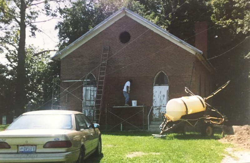 Photo of the restoration process, circa 2012.