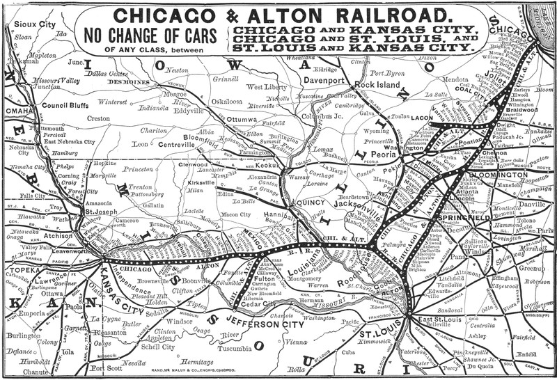 1878 Chicago & Alton Railroad Map