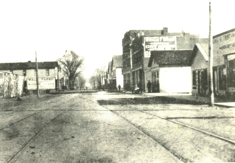 B Street in the early 1900s. The Wright Brothers Store can be seen on the right. 