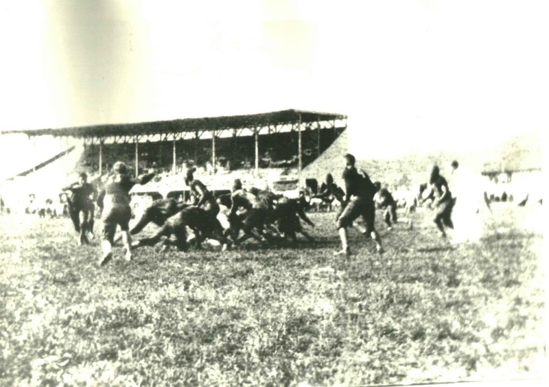 Ceredo-Kenova High School used the site of the racetrack for football games for several years after the track's closure. The massive grandstand was destroyed by a storm in 1940. Image obtained from the Ceredo Historical Society Museum. 