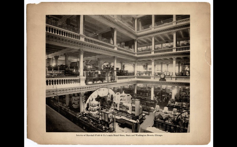 Inside the atrium of the store, circa 1900