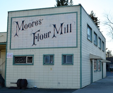 Signage at Moores' Flour Mill on Shasta Street in Redding